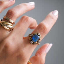 Load image into Gallery viewer, Antique Arts and Crafts 18K Green Gold Opal and Diamond Ring