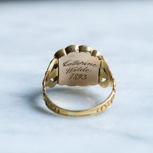 Load image into Gallery viewer, Antique Georgian Enamel, Onyx and Pearl Cluster Memorial Ring
