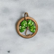 Load image into Gallery viewer, Vintage 14K Yellow Gold Enamel Shamrock Charm Pendant