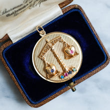 Load image into Gallery viewer, Vintage Retro Articulated I Love You Scale Pendant with Sapphires