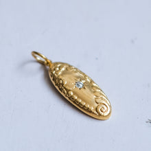 Load image into Gallery viewer, Antique Star-Set Diamond Elongated Oval Floral Repoussé Pendant - A