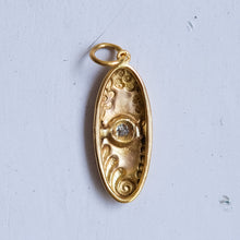 Load image into Gallery viewer, Antique Star-Set Diamond Elongated Oval Floral Repoussé Pendant - A