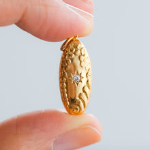 Load image into Gallery viewer, Antique Star-Set Diamond Elongated Oval Floral Repoussé Pendant - A