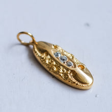 Load image into Gallery viewer, Antique Three Diamonds Elongated Oval Repoussé Pendant - A
