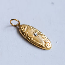 Load image into Gallery viewer, Antique Star-Set Diamond Elongated Oval Floral Repoussé Pendant - B