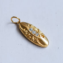 Load image into Gallery viewer, Antique Three Diamonds Elongated Oval Repoussé Pendant - B
