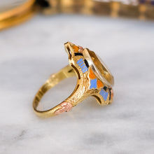 Load image into Gallery viewer, Art Deco Egyptian Revival Citrine Enamel Ring