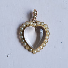 Load image into Gallery viewer, Antique Victorian Pearl Halo Heart Crystal Pendant