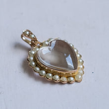 Load image into Gallery viewer, Antique Victorian Pearl Halo Heart Crystal Pendant