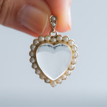Load image into Gallery viewer, Antique Victorian Pearl Halo Heart Crystal Pendant