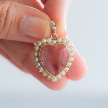 Load image into Gallery viewer, Antique Victorian Pearl Halo Heart Crystal Pendant