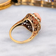 Load image into Gallery viewer, Vintage Retro Coral Seed Pearl Halo Cameo Ring