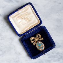 Load image into Gallery viewer, Victorian Krementz 15K Rose Gold Enamel Bow Locket Pendant Brooch