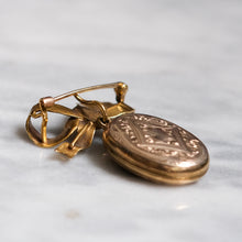 Load image into Gallery viewer, Victorian Krementz 15K Rose Gold Enamel Bow Locket Pendant Brooch