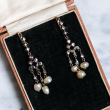 Load image into Gallery viewer, Georgian 18k Rose Gold Silver Diamond and Pearl Drop Earrings