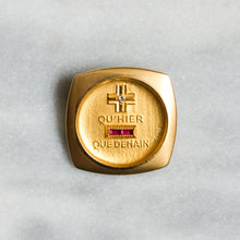 Load image into Gallery viewer, Vintage 1970s 18K Yellow Gold Diamond Ruby Qu'hier Que Demain Pendant