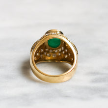 Load image into Gallery viewer, 18K Yellow Gold Diamond and Emerald Bombe Ring