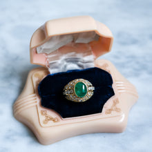 Load image into Gallery viewer, 18K Yellow Gold Diamond and Emerald Bombe Ring