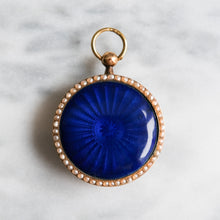 Load image into Gallery viewer, Antique Victorian Blue Guilloché Enamel with Halo Seed Pearl Locket