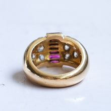 Load image into Gallery viewer, Retro 1940s French Diamond and Ruby Bombe Ring