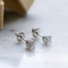 Load image into Gallery viewer, 14K White Gold Diamond Stud Earrings 0.6-0.7 cttw.