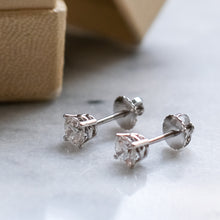 Load image into Gallery viewer, 14K White Gold Diamond Stud Earrings 0.6-0.7 cttw.