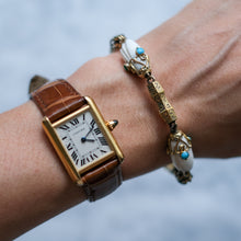 Load image into Gallery viewer, Antique Victorian 9K Yellow Gold Coral/Shell and Turquoise Fancy-Link Bracelet