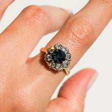 Load image into Gallery viewer, Antique Sapphire and Diamond Cluster Ring