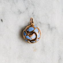 Load image into Gallery viewer, Victorian 14K Rose Gold Cerulean Blue Enamel Mourning Pendant