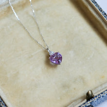 Load image into Gallery viewer, Vintage 15.35 inch Amethyst and Diamond Adjustable Necklace