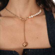 Load image into Gallery viewer, Victorian 14K Rose Gold Watch Chain Extender with Repousse Floral Ball Fob