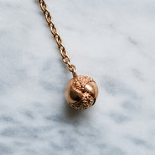 Load image into Gallery viewer, Victorian 14K Rose Gold Watch Chain Extender with Repousse Floral Ball Fob