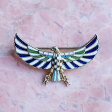 Load image into Gallery viewer, Antique Victorian Egyptian Revival Enamel Eagle Horus Brooch