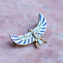 Load image into Gallery viewer, Antique Victorian Egyptian Revival Enamel Eagle Horus Brooch