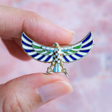 Load image into Gallery viewer, Antique Victorian Egyptian Revival Enamel Eagle Horus Brooch
