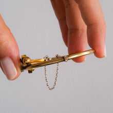 Load image into Gallery viewer, Antique Victorian 14K Yellow Gold Swallow and Cabochon Heart Moonstone Bangle