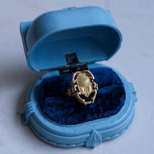 Load image into Gallery viewer, Vintage Egyptian Scarab Ring with Ankh Shoulders