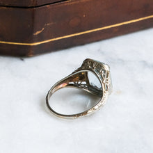 Load image into Gallery viewer, Art Deco 18K White Gold Aquamarine Ring by Belais