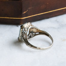 Load image into Gallery viewer, Art Deco 18K White Gold Aquamarine Ring by Belais