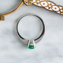 Load image into Gallery viewer, Vintage Oval Emerald and Diamond Ring