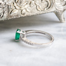 Load image into Gallery viewer, Vintage Oval Emerald and Diamond Ring