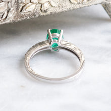Load image into Gallery viewer, Vintage Oval Emerald and Diamond Ring