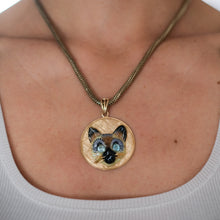 Load image into Gallery viewer, Vintage 14K Gold 3D Enamel Siamese Cat Pendant