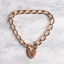 Load image into Gallery viewer, Antique Victorian 9K Rose Gold Curb-Link Padlock Bracelet