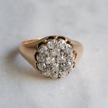 Load image into Gallery viewer, Victorian 10K Rose Gold Chunky Diamond Cluster Ring