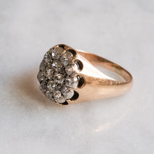Load image into Gallery viewer, Victorian 10K Rose Gold Chunky Diamond Cluster Ring