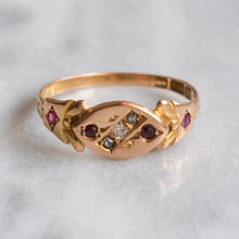 Load image into Gallery viewer, Edwardian 15K Rose Gold Flush-Set Diamond Ruby Ring