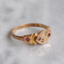 Load image into Gallery viewer, Edwardian 15K Rose Gold Flush-Set Diamond Ruby Ring