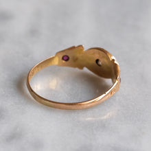 Load image into Gallery viewer, Edwardian 15K Rose Gold Flush-Set Diamond Ruby Ring