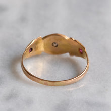 Load image into Gallery viewer, Edwardian 15K Rose Gold Flush-Set Diamond Ruby Ring